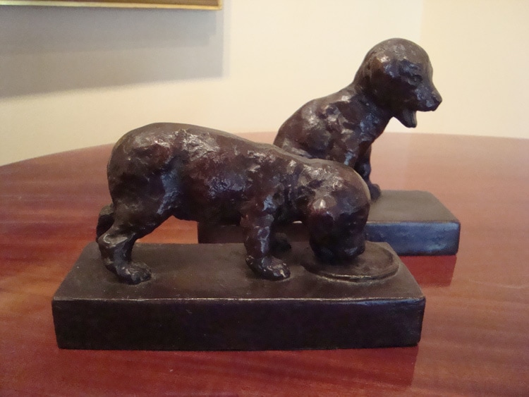 Edith Parsons' “Puppy Bookends” bronze.