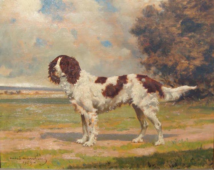 Andre Marchand's “Ĕpagneul Français”. Depicting a dog.