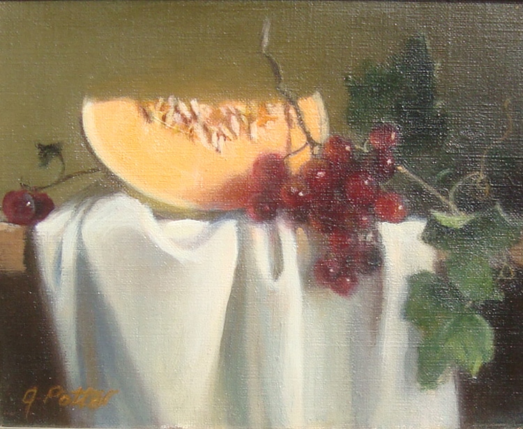 “Still Life with Melon and Grapes”