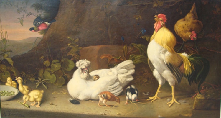 “Rooster and Fowl in a Landscape” Available at Stanford Fine Art Gallery in Nashville TN
